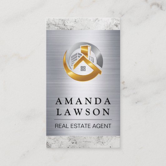 Vastgoed Gebouwen | Marmer Metaal Afsprakenkaartje (Voorkant)