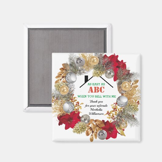 Vastgoed GEMAKKELIJK ALS ABC Realtor Client Kerstm Magneet (Voorkant / Achterkant)