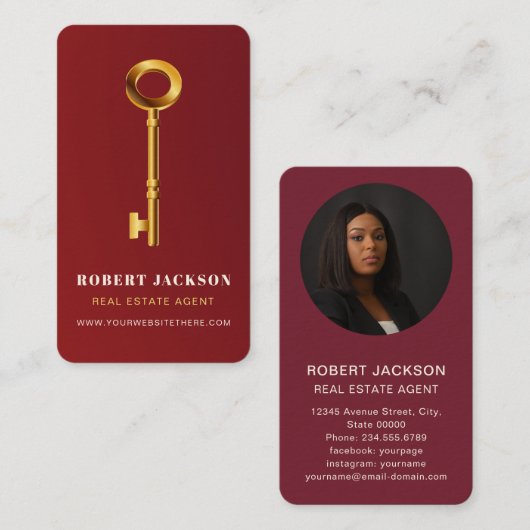 Vastgoed Gold Key Luxe Rood Visitekaartje (Voorkant / Achterkant)