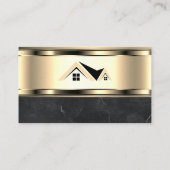 Vastgoed Golden Logo | Metallic goud marmer Visitekaartje (Achterkant)