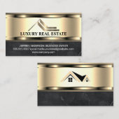 Vastgoed Golden Logo | Metallic goud marmer Visitekaartje (Voorkant / Achterkant)