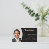 Vastgoed Goud Huis Logo Realtor Marmer Foto Visitekaartje (Staand voorkant)