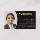 Vastgoed Goud Huis Logo Realtor Marmer Foto Visitekaartje (Voorkant)