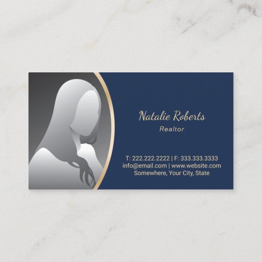 Vastgoed Goud Huis Realtor Marine Blauw Foto Visitekaartje (Achterkant)