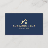 Vastgoed Goud Huis Realtor Marine Blauw Foto Visitekaartje (Voorkant)