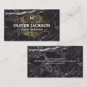 Vastgoed | Gouden Elementen | Zwarte Marmer Visitekaartje (Voorkant / Achterkant)