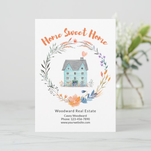 Vastgoed Home Sweet Home Kleurrijke Marketing Kaart (Staand voorkant)