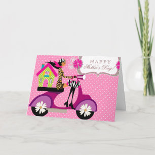 Vastgoed Huis Scooter Meisje Dot Dank je Daisy Bedankkaart