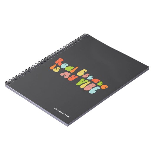 Vastgoed is mijn vibe, groovy kleurrijke makelaar notitieboek (Linkerzijde)