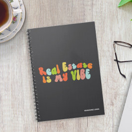 Vastgoed is mijn vibe, groovy kleurrijke makelaar notitieboek