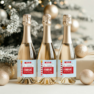 Vastgoed Kerstmis verkocht teken Sparkling Wijnetiket