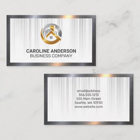Vastgoed Logo Luxe Goud | Metallisch Visitekaartje (Voorkant / Achterkant)