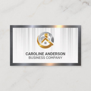 Vastgoed Logo Luxe Goud   Metallisch Visitekaartje