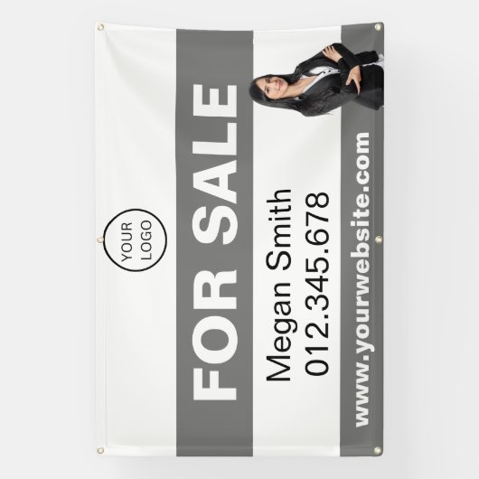 Vastgoed Logo te koop Makelaardij op maat Spandoek (Verticaal)