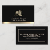 Vastgoed Makelaar Huis Dak Gebouw Zwart Visitekaartje (Voorkant / Achterkant)