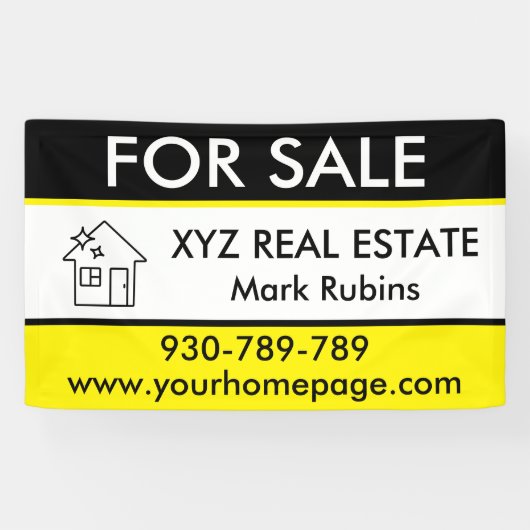 Vastgoed Makelaar Logo Marketing Te Koop Aangepast Spandoek (Horizontaal)