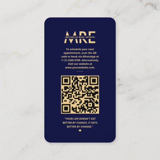 Vastgoed Navy Blue Instagram Modern Visitekaartje (Achterkant)