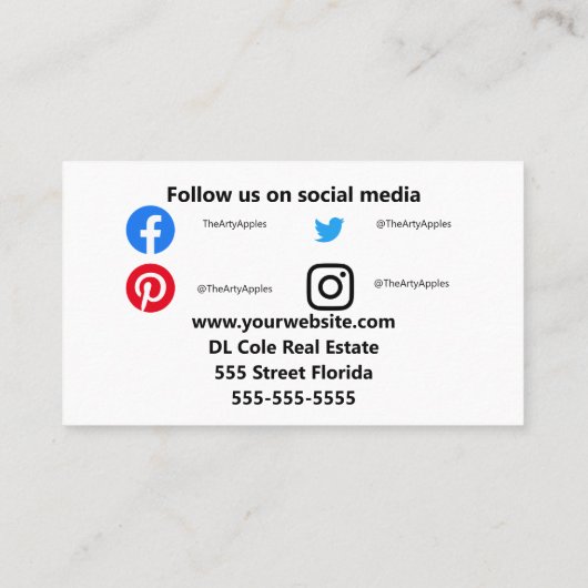 Vastgoed op de referentiekaart van de omheining visitekaartje (Achterkant)