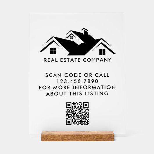 Vastgoed Open Huis Logo Aangepaste QR-code Acryl Bord (Voorkant)