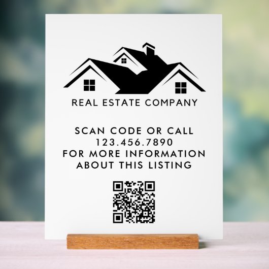 Vastgoed Open Huis Logo Aangepaste QR-code Acryl Bord (Neutraal)