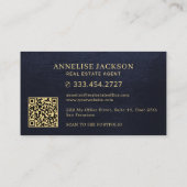 Vastgoed QR-code huislogo marine goud Visitekaartje (Achterkant)