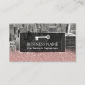 Vastgoed Realtor Modern Roos Gouden Glitter Visitekaartje (Voorkant)