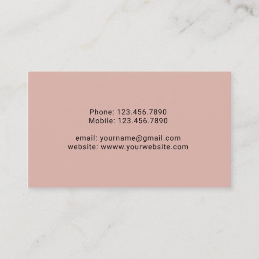 Vastgoed Realtor Trendy Marmer Blush Roze Foto Visitekaartje (Achterkant)