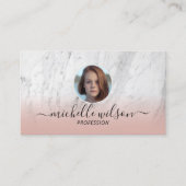 Vastgoed Realtor Trendy Marmer Blush Roze Foto Visitekaartje (Voorkant)