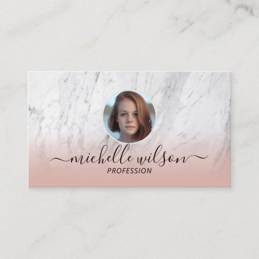 Vastgoed Realtor Trendy Marmer Blush Roze Foto Visitekaartje (Voorkant)
