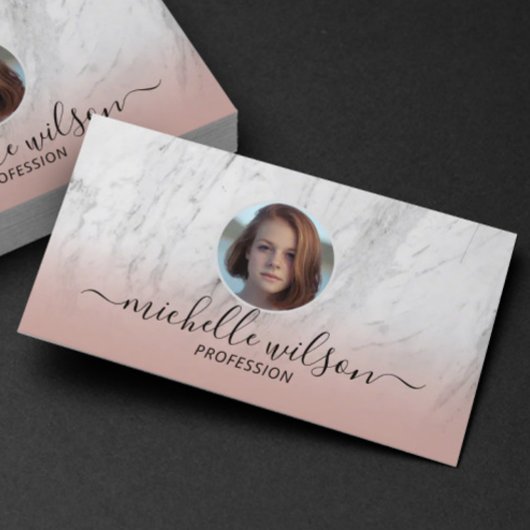 Vastgoed Realtor Trendy Marmer Blush Roze Foto Visitekaartje