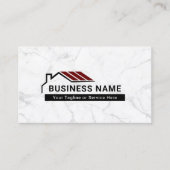 Vastgoed Rood Dakhuis Logo Modern Marmer Visitekaartje (Voorkant)