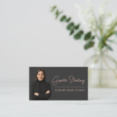 Vastgoed Roos Gold Script Luxury Professional Visitekaartje (Staand voorkant)