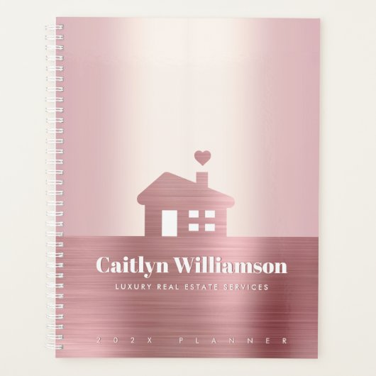 Vastgoed Roze Rose Gold Foil Makelaar Huis Planner (Voorkant)