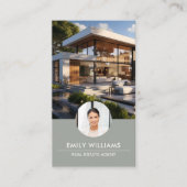 Vastgoed Sage Groene Foto QR Code Sociale Media Visitekaartje (Voorkant)