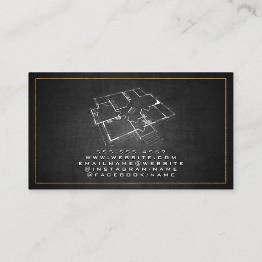 Vastgoed | Sleutels huis en bouwtekeningen Visitekaartje (Achterkant)