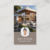 Vastgoed Taupe Foto QR Code Sociale Media Visitekaartje (Voorkant)