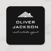 Vastgoed Zwart Wit | Dak Realtor Vierkante Visitekaartje (Voorkant)