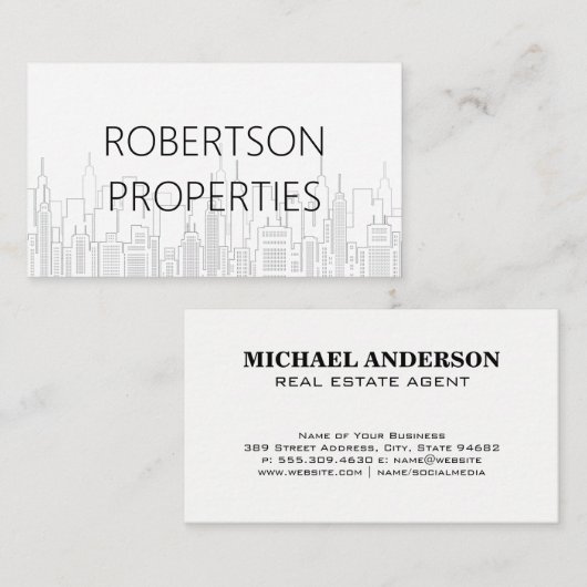 Vastgoedachtergrond | Skyline Visitekaartje (Voorkant / Achterkant)