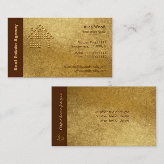 Vastgoedagentschap | Golden Visitekaartje (Voorkant / Achterkant)