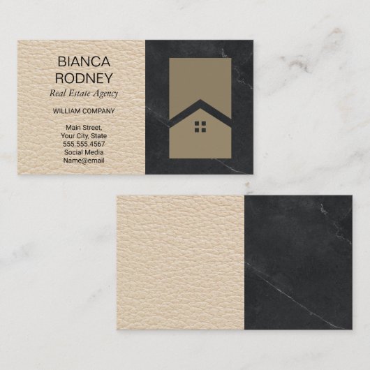 Vastgoedagentschap | Marmer | Leder Visitekaartje (Voorkant / Achterkant)