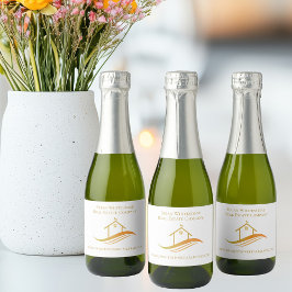 Vastgoedbedrijf Chic Custom Gold House Mini Sparkling Wijnetiket