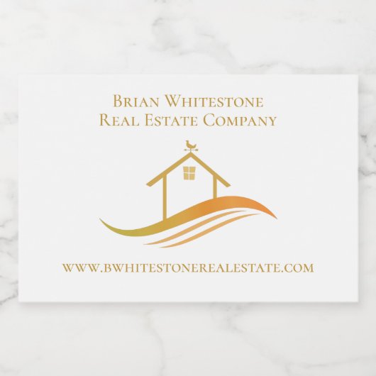 Vastgoedbedrijf Chic Custom Gold House Mini Sparkling Wijnetiket (Enkel label)