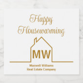 Vastgoedbedrijf Chic Gold Custom Housewarming Sparkling Wijnetiket (Enkel label)