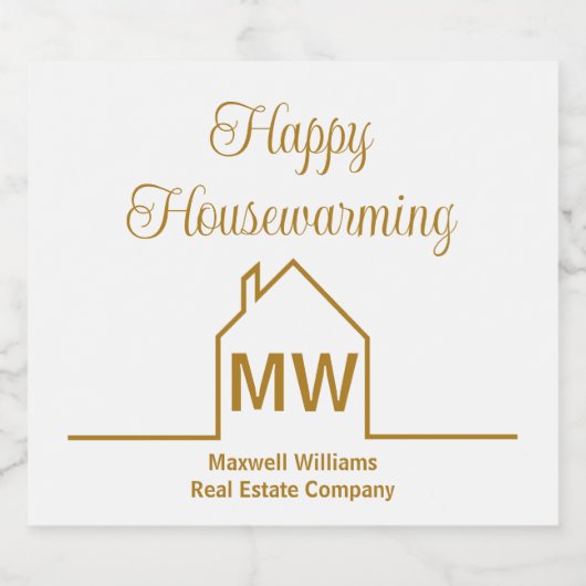 Vastgoedbedrijf Chic Gold Custom Housewarming Sparkling Wijnetiket (Enkel label)