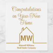 Vastgoedbedrijf Chic Gold Home Felicitatie Wijn Etiket (Enkel label)