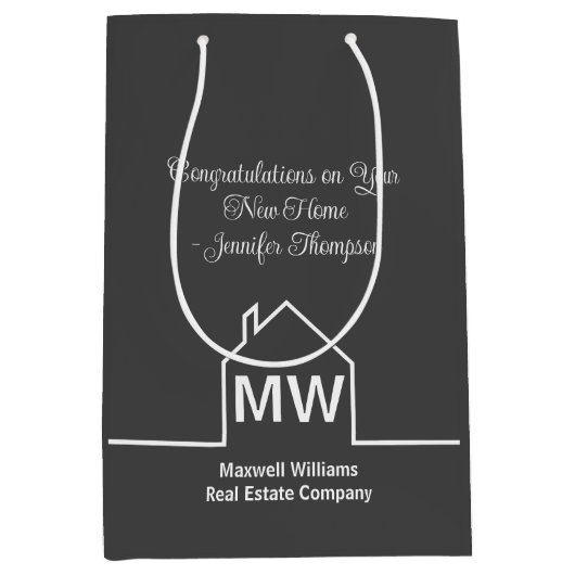 Vastgoedbedrijf Chic Grey Custom Housewarming Medium Cadeauzakje (Voorkant)