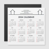 Vastgoedbedrijf Custom 2024 Kalender Magneet (Voorkant / Achterkant)