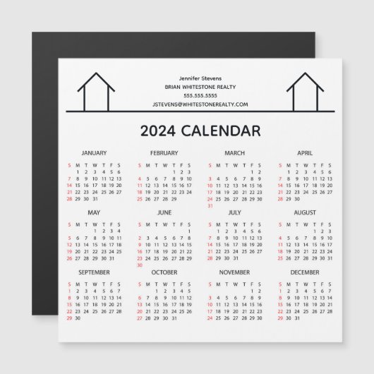 Vastgoedbedrijf Custom 2024 Kalender Magneet (Voorkant / Achterkant)