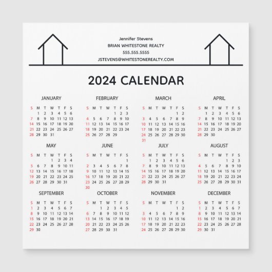 Vastgoedbedrijf Custom 2024 Kalender Magneet (Voorkant)