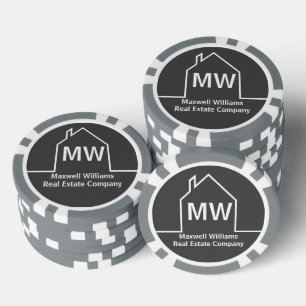 Vastgoedbedrijf Gepersonaliseerd Grijs Makelaar Poker Chips